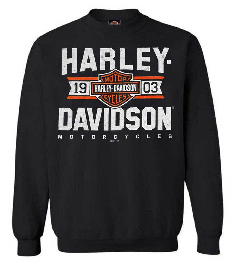 Harley-Davidson® Men's Varsity B&S Logo Pullover Fleece Sweatshirt, Black