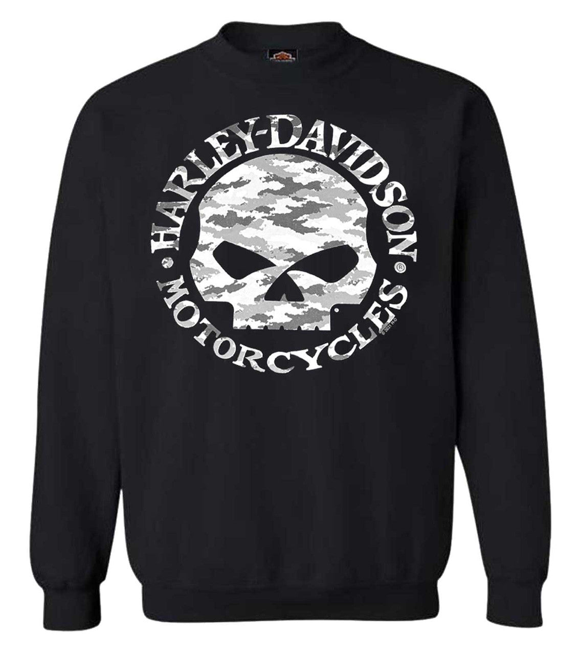 Harley-Davidson® Men's Camo Willie G Skull Pullover Fleece Sweatshirt, Black