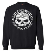 Harley-Davidson® Men's Camo Willie G Skull Pullover Fleece Sweatshirt, Black