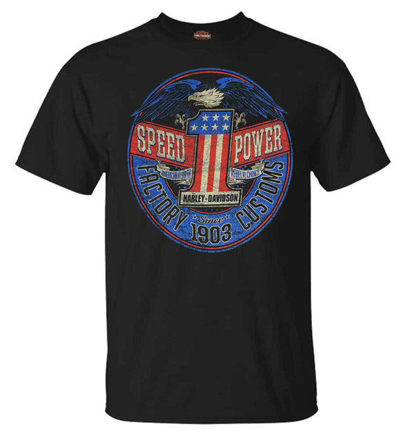 Harley-Davidson® Men's Rebel #1 RWB Short Sleeve Crew-Neck T-Shirt - Black