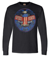 Harley-Davidson® Men's Rebel #1 RWB Logo Long Sleeve Crew-Neck Shirt - Black