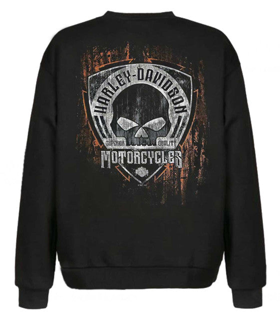 Harley-Davidson® Men's Corrosion Willie G Skull Fleece Pullover Sweatshirt, Black