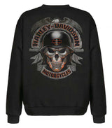 Harley-Davidson® Men's Ghoulish Biker Skull Fleece Pullover Sweatshirt, Black