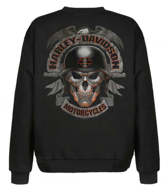 Harley-Davidson® Men's Ghoulish Biker Skull Fleece Pullover Sweatshirt, Black