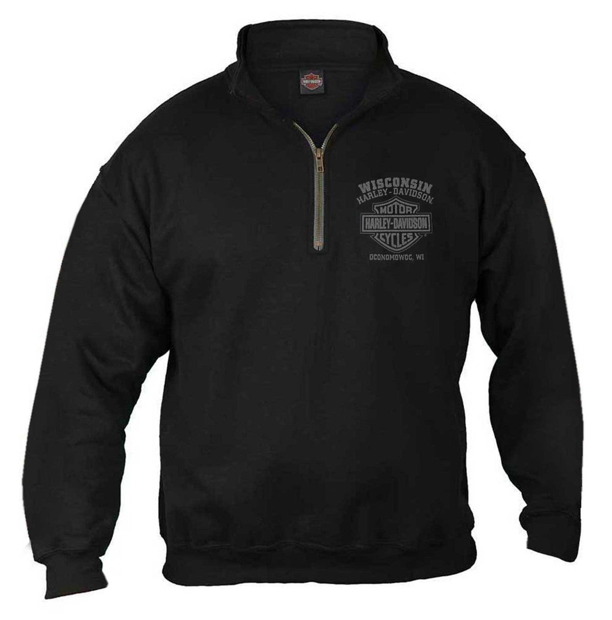 Harley-Davidson® Men's Corrosion Skull 1/4 Zip Cadet Pullover Sweatshirt - Black
