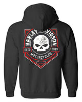 Harley-Davidson® Men's Ragged Willie G Skull Cotton-Blend Zip-Up Hoodie, Black