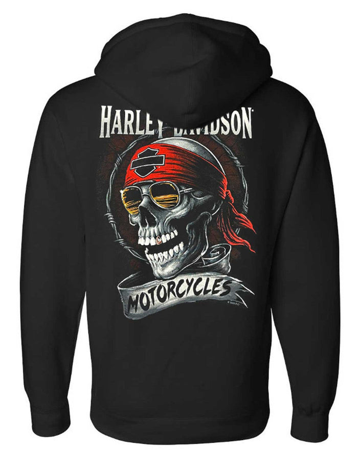 Harley-Davidson® Men's Shady Biker Skull Poly-Blend Pullover Hoodie, Black