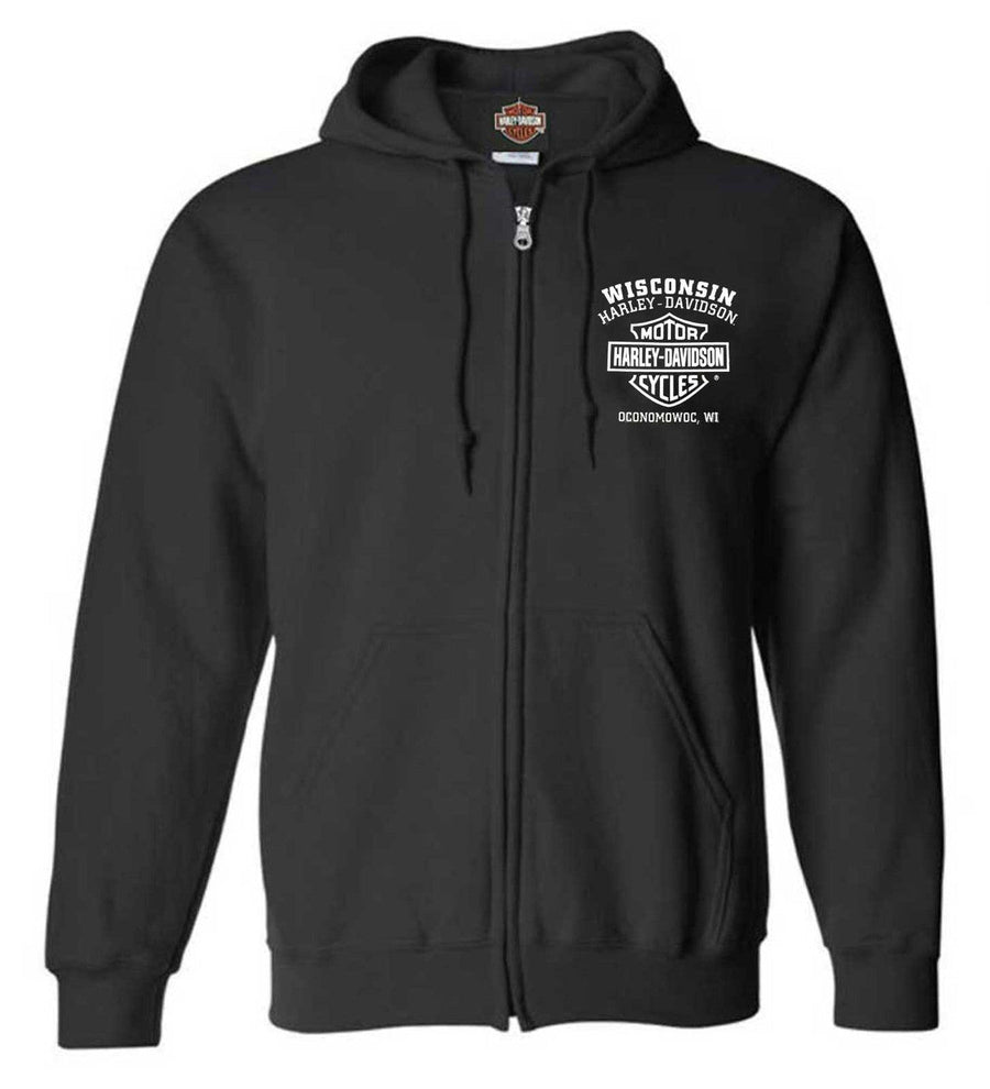 Harley-Davidson® Men's Shady Biker Skull Cotton-Blend Zip-Up Hoodie, Black