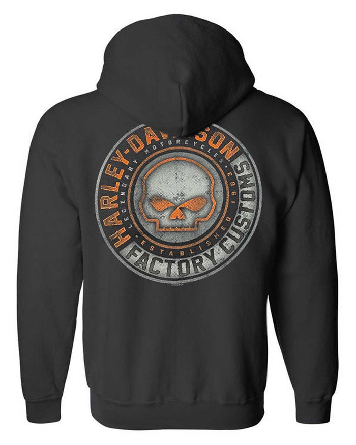 Harley-Davidson® Men's Halo Willie G Skull Cotton-Blend Zip-Up Hoodie, Black