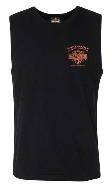 Harley-Davidson® Men's Eagle Piston Crew-Neck Sleeveless Cotton Muscle Tee, Black