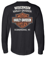Harley-Davidson® Men's Distressed Shady Skull Crew-Neck Long Sleeve Shirt - Black
