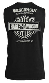 Harley-Davidson® Men's Halo Willie G Skull Sleeveless Cotton Muscle Tee, Black