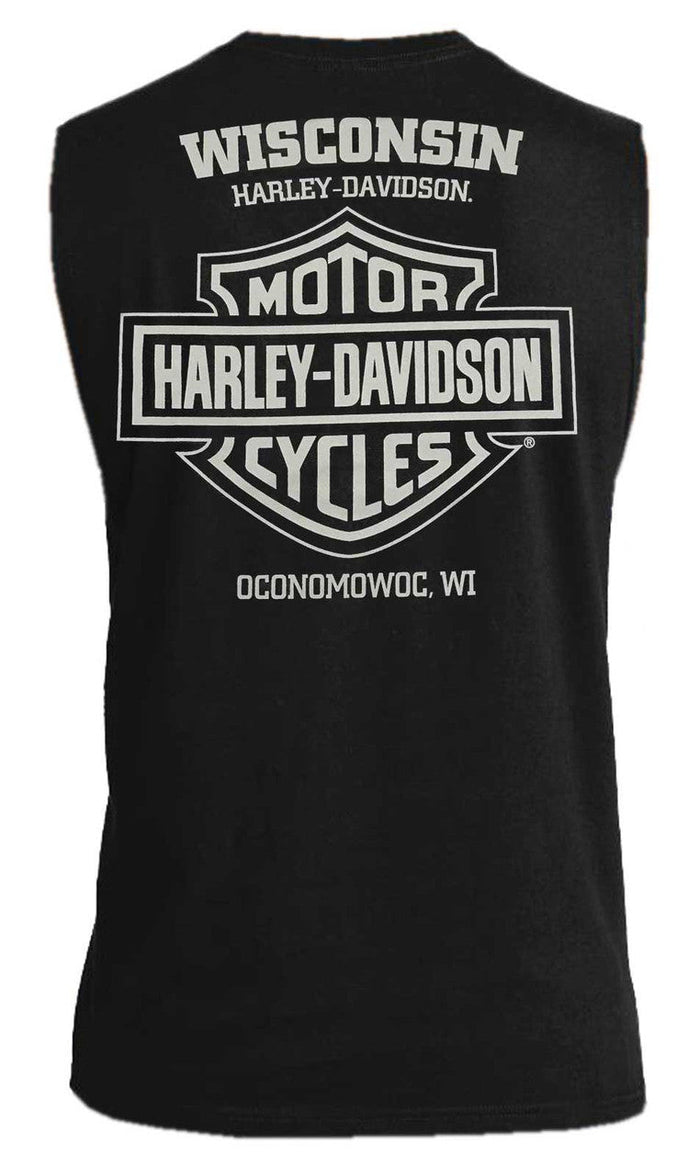Harley-Davidson® Men's Halo Willie G Skull Sleeveless Cotton Muscle Tee, Black