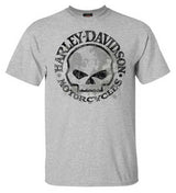 Harley-Davidson® Men's Hand Made Willie G Skull Short Sleeve Tee - Athletic Gray
