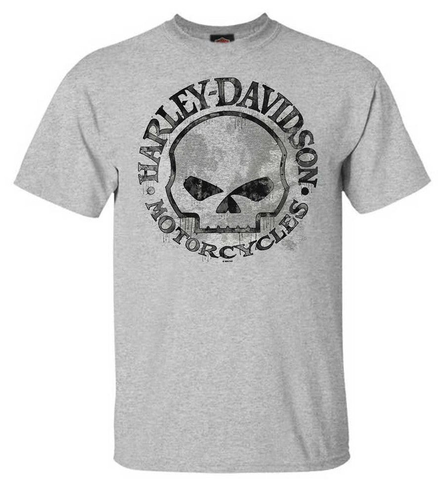 Harley-Davidson® Men's Hand Made Willie G Skull Short Sleeve Tee - Athletic Gray