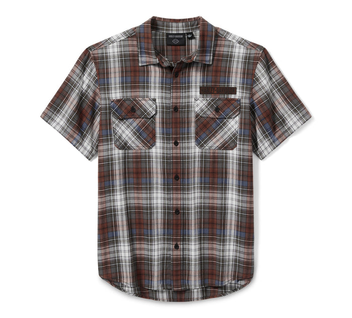 Men's Block Font Yarn Dyed Plaid Shirt - Plaid - Cloud Dancer & Mood Indigo