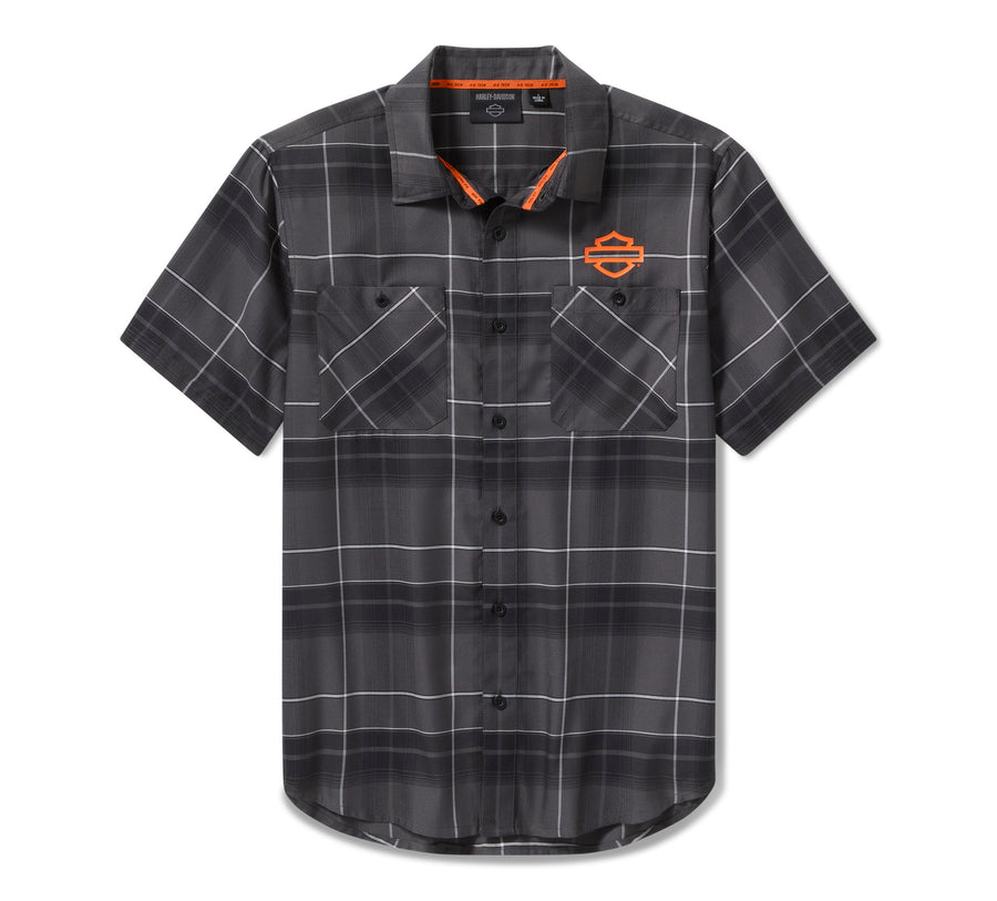 Men's H-D TECH Coolmax Plaid Shirt - Plaid - Asphalt & Harley Black