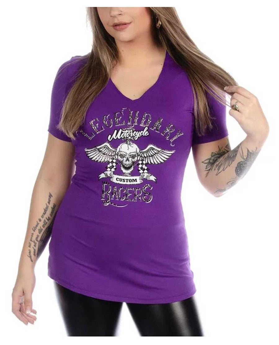 Liberty Wear Women's Embellished Legendary Racer Short Sleeve Tee - Purple