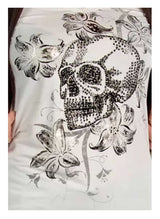 Liberty Wear Women's Lethal Lily Embellished V-Neck Short Sleeve Tee - Ivory