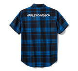 Men's H-D TECH Coolmax Plaid Shirt - Plaid - Nebulas Blue & Harley Black