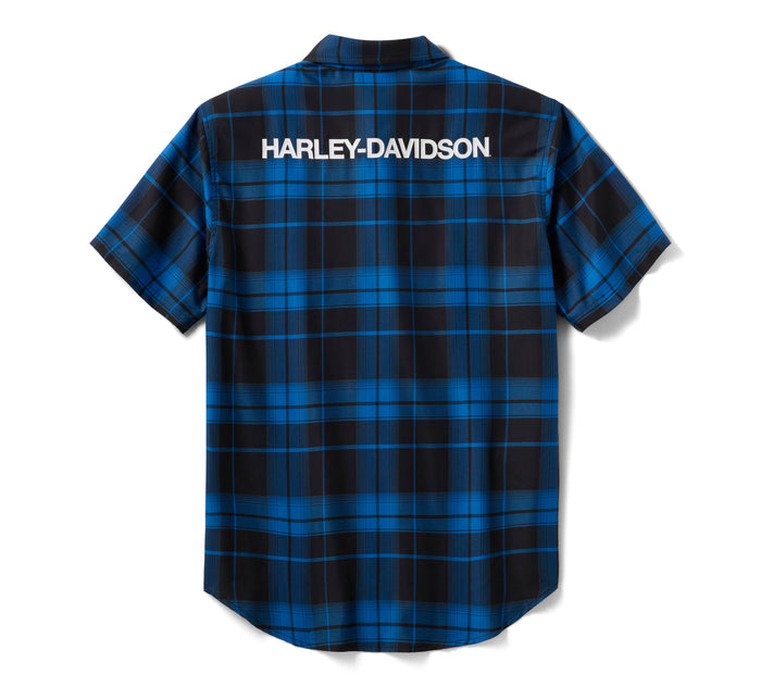 Men's H-D TECH Coolmax Plaid Shirt - Plaid - Nebulas Blue & Harley Black
