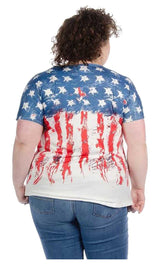Liberty Wear Women's New Glory Stars & Stripes Short Sleeve Dolman Tee - White