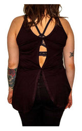 Liberty Wear Women's Embellished Laurel Skull Sleeveless Tank Top - Black