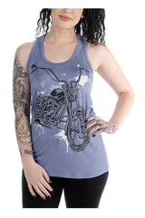 Liberty Wear Women's Twisted Splatter Bike Embellished Sleeveless Tank Top, Blue
