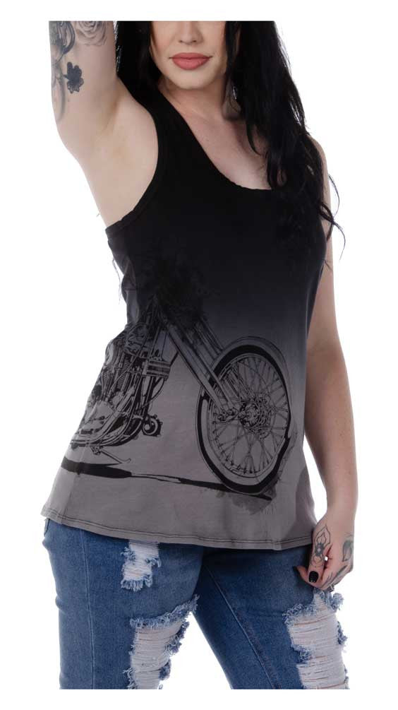 Liberty Wear Women's Turning Chrome Dip Dyed Sleeveless Tank Top - Black