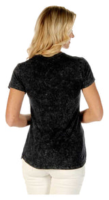 Liberty Wear Women's Vintage Ride Embellished V-Neck Short Sleeve Tee - Gray