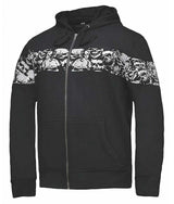 Derringer Men's Ghost Reflective Skulls Riding Hoodie Sweatshirt, Black/White
