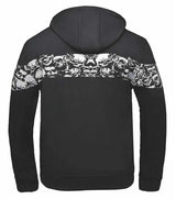 Derringer Men's Ghost Reflective Skulls Riding Hoodie Sweatshirt, Black/White