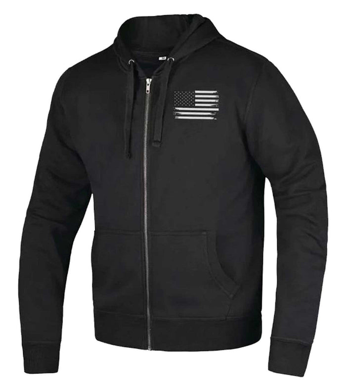 UNIK Men's Reflective Patriot American Flag Motorcycle Hoodie, Black