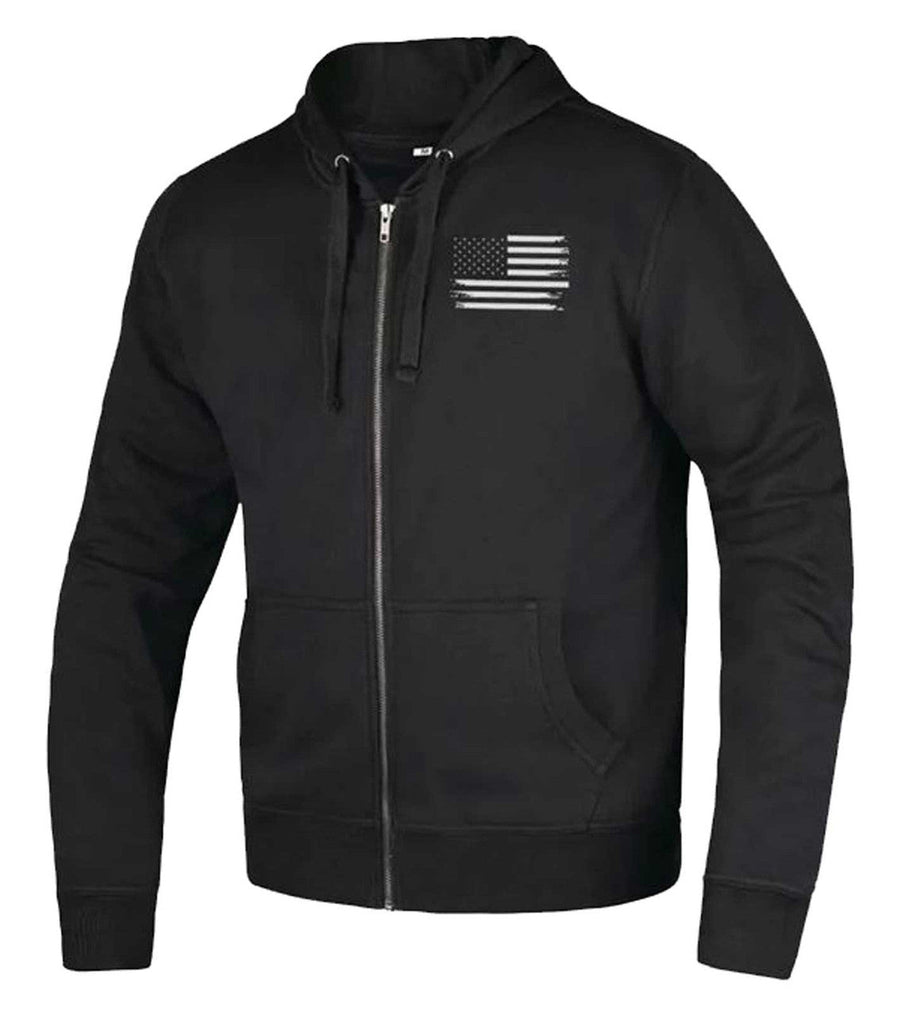 UNIK Men's Reflective Patriot American Flag Motorcycle Hoodie, Black