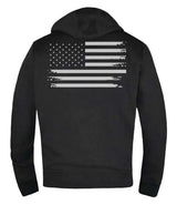 UNIK Men's Reflective Patriot American Flag Motorcycle Hoodie, Black