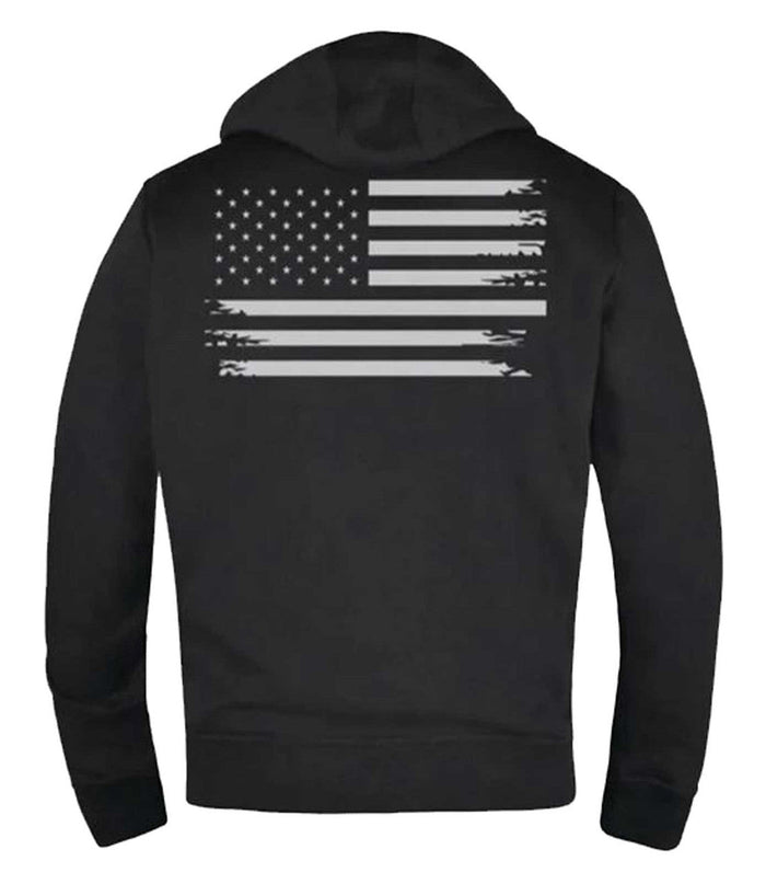 UNIK Men's Reflective Patriot American Flag Motorcycle Hoodie, Black