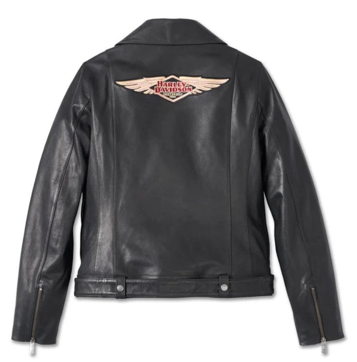 Women's H-D 120th Anniversary D-Pocket Biker Leather Jacket - Black