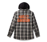 Men's Hooded Plaid Long Sleeve Shirt