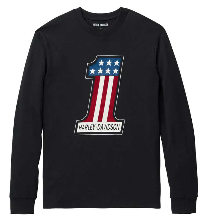 Harley-Davidson® Men's #1 Racing Graphic Long Sleeve Shirt, Black 99131-22VM