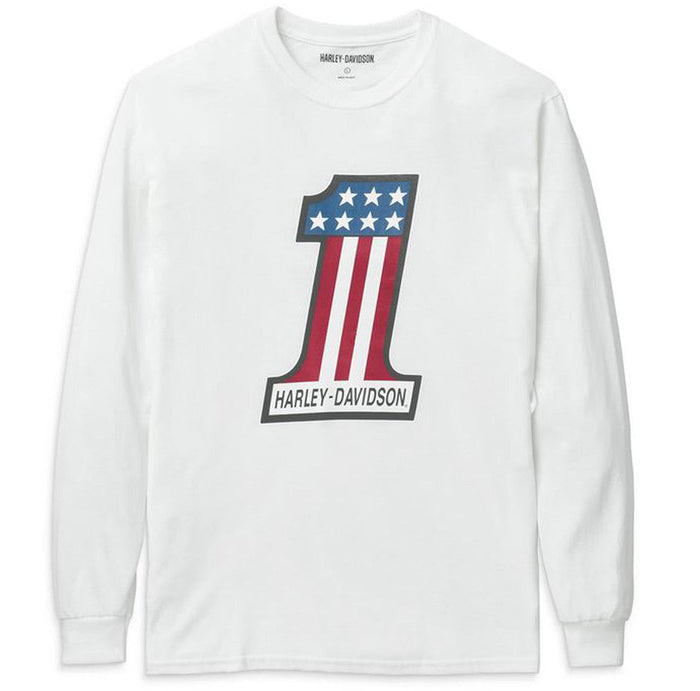 Harley-Davidson® Men's #1 Racing Logo Long Sleeve Shirt, White 99133-22VM