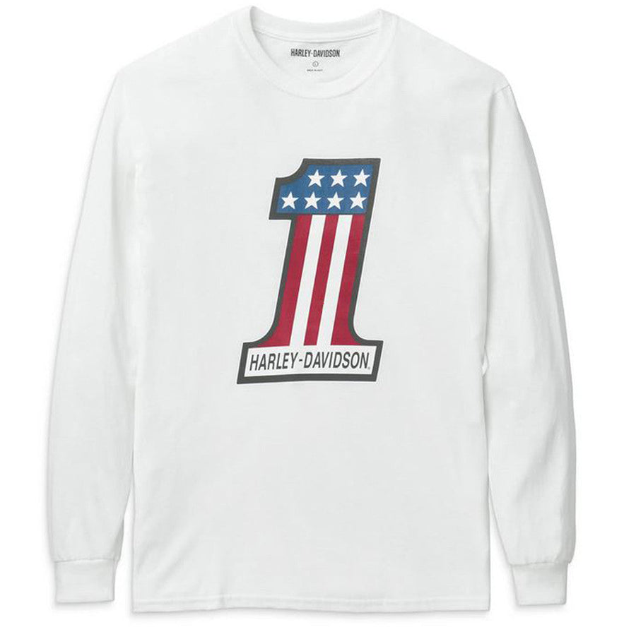 Harley-Davidson® Men's #1 Racing Logo Long Sleeve Shirt, White 99133-22VM
