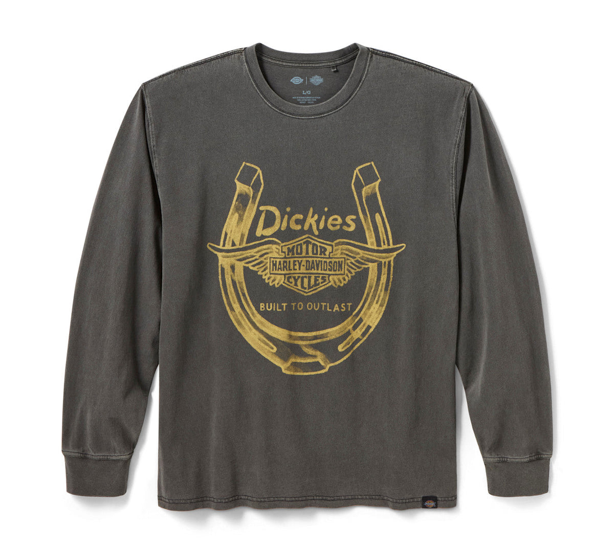 Men's Dickies x H-D Winged Horseshoe Long Sleeve Tee - Washed Black