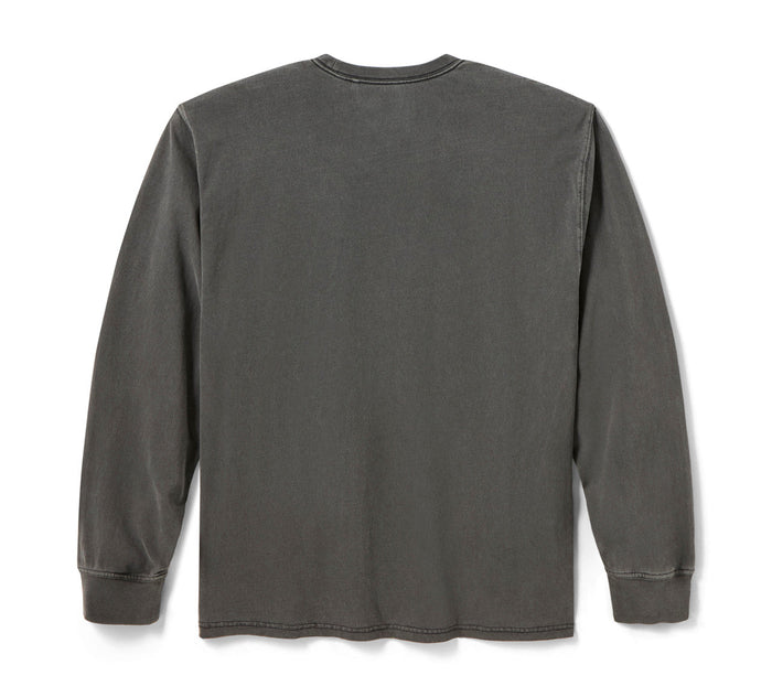 Men's Dickies x H-D Winged Horseshoe Long Sleeve Tee - Washed Black