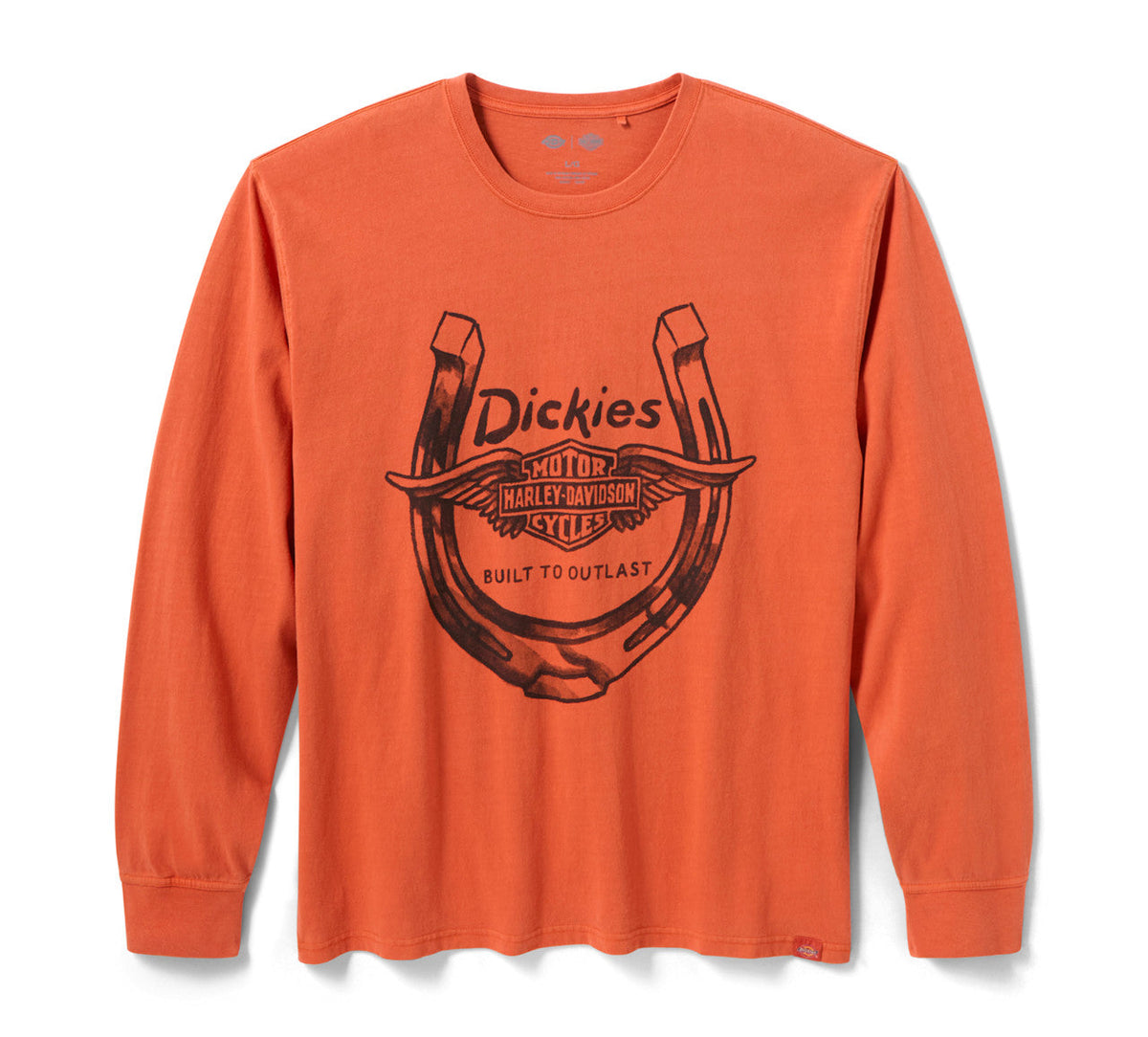 Men's Dickies x H-D Winged Horseshoe Long Sleeve Tee - Vintage Orange