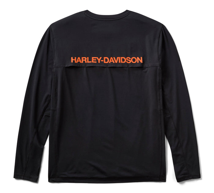 Men's H-D TECH Vented Long Sleeve Knit Crew - Harley Black