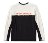 Men's H-D TECH Vented Long Sleeve Knit Crew - Harley Black & Cloud Dancer