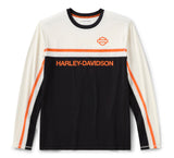Men's H-D TECH Vented Long Sleeve Knit Crew - Harley Black & Cloud Dancer