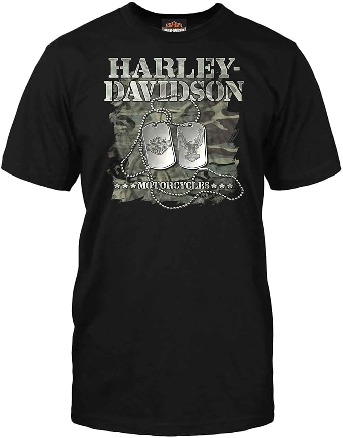 Harley-Davidson Military, Exclusive Overseas Tour, Men’s Licensed Military Dog Tags T-Shirt