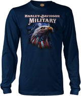 Harley-Davidson Military, Custom Overseas Military Tour, Blue Patriotic Eagle, Long Sleeve T-Shirt