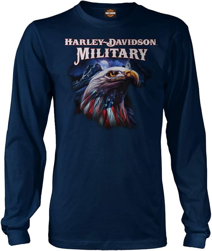 Harley-Davidson Military, Custom Overseas Military Tour, Blue Patriotic Eagle, Long Sleeve T-Shirt